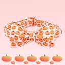 Elegant little tail Fall Dog Collar, Halloween Dog Collar Pink Pumpkin Pet Collars with Bowtie Puppy Metal Buckle Cotton Girls Boys Adjustable Pet Collars for Large Dogs (Large (Pack of 1))