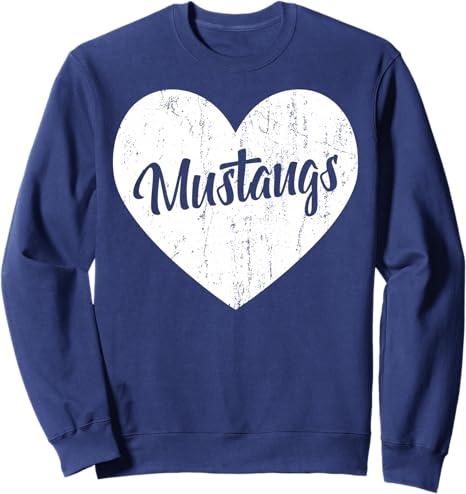 Mustangs School Sports Fan Team Spirit Mascot Heart Gift Sweatshirt S