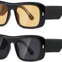 Kimorn Sunglasses for Women Men Trendy Retro Fashion Sun Glasses 90s Vintage Y2K Oversize Square Frame Shades, Black Yellow,Black Grey