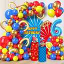 Video Game Balloon Arch Kit, Cartoon Hedgehog Theme 6th Birthday Party Decorations for Cartoon Hedgehog Carnival Circus Theme Birthday Party Baby Shower Decorations