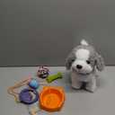 OR OR TU Walking Barking Toy Dog with Remote Control Leash, Plush Puppy Electronic Interactive Toys for Kids, Shake Tail, Pretend Dress Up Realistic Stuffed Animal Dog Age 3 4 5 6+ Years Old Best Gift (Grey+ white)