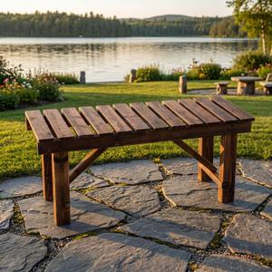 Cinnvoice 35.5 Inch Outdoor Garden Bench 2 Person Wooden Patio Backless Bench Weatherproof Anti Corrosion and Anti Rust Benches for Garden Lawn Porch Park Backyard
