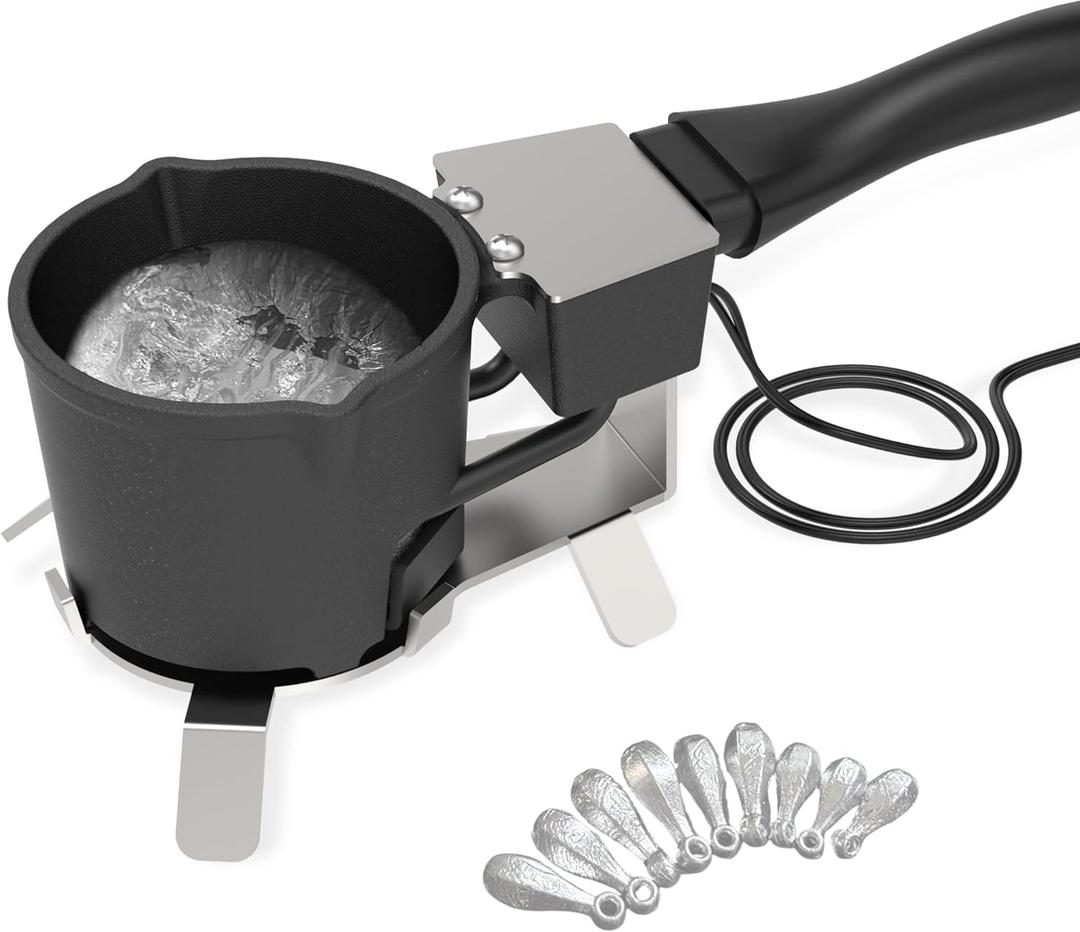 Electric Lead Melting Pot, 5lb Capacity Metal Smelter for Fishing Weights & Bullet Casting Molds, Quick-Heating Lead Furnace with Durable Cast Iron Pot and Stainless Steel Base (Drak Gray)