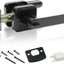 Black Interior Privacy Door Levers, Privacy Door Handle Set Moden Square Base Door Lock for Bedroom Bath, Reversible Keyless Turn Lock Round Corner Door Handles fit Left or Right Sided Door (1 Pack)