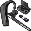 Ultralight Bluetooth Headset with Noise Cancelling Microphone, Bluetooth Earpiece with Charging Case, Auto Pair USB Dongle for PC/Laptop, Compatible with MS Teams, Zoom, Google Meet, and More - Black