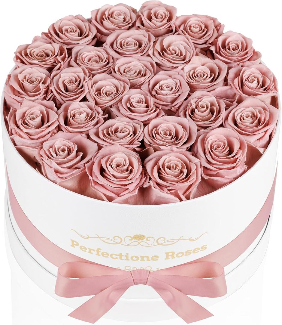 Perfectione Roses 27 Roses in a Box, Mothers Day Rose, Preserved Flowers for Her, Flowers for Delivery Birthday Gifts for Women (Dusty Rose)