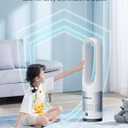 Bladeless Fan for Bedroom, 22" Tower Fan with Remote, 8 Speeds, 9 Hour Timer, 90 Oscillating, LED Display with Auto Off, Easy to Clean, Bladeless Desk Fan for Bedroom, Kitchen, Office