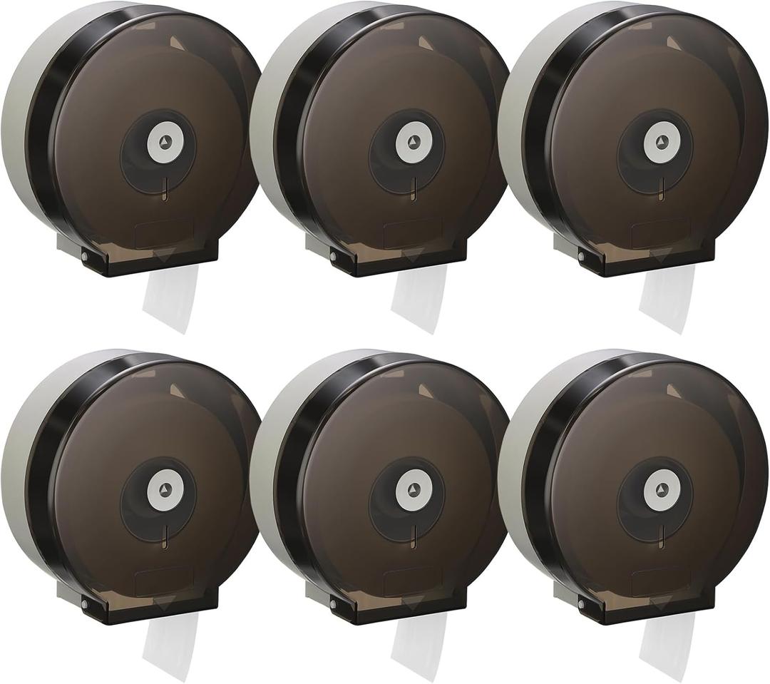 Layhit 6 Pack Toilet Paper Holder Wall Mount, Toilet Paper Towel Dispenser, Commercial 9" Jumbo Plastic Tissue Dispenser with Key Wall Lock for Bathroom, Office, Restaurants