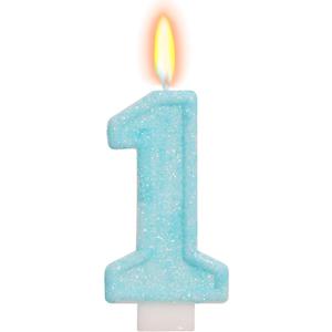 Blue Birthday Candles - Number 1 Candle for A Little Boo 1st Birthday Decorations Boy Girl, Sky Blue Cake Decorations Big One Theme Party Supplies