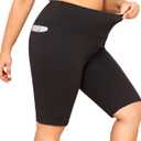 LALAGEN Women Plus Size Biker Shorts with Pockets - Tummy Control Gym Workout Running Yoga Volleyball Athletic Shorts (Black, XXXL)