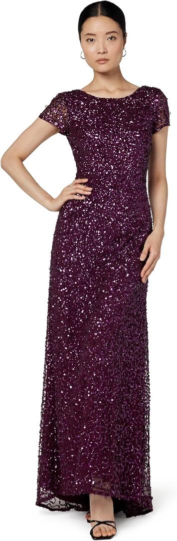 Adrianna Papell Women's Scoop Back Long Dress (Purple, M)