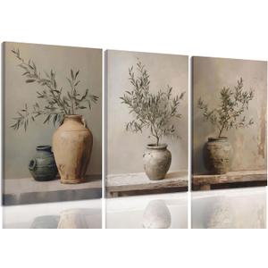 3Pcs Framed Vintage Vase Olive Branch Artwork Canvas Wall Art 16x24 in
Olive Branch Painting Picture Wall Decor, Still Life Plant Poster Print for Farmhouse Living Room Kitchen Home Dec