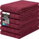 Homaxy Premium Cotton Kitchen Towels 16"x 28", Large Natural Ring Spun 390 GSM Dish Towels, Super Absorbent Terry Kitchen Hand Towels, Soft Tea Towels with Hanging Loop, Pure Red Design, 6 Pack