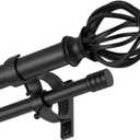 Double Curtain Rods for Window 72-144", Matte Black Double Curtain Rods with Round Cage & Barrel Finials, 1-Inch Front and 5/8 Inch Back Double Drapery Rod