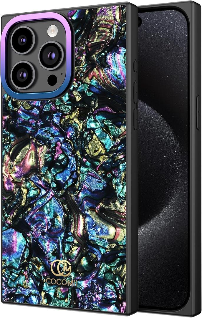 Cocomii - Rectangle Case Compatible with iPhone 15 Pro - Opalescent Pearl, Camera Protector, Glossy, Women Girls Men, Protective Phone Case for iPhone 15 Pro 6.1 inch, Abalone