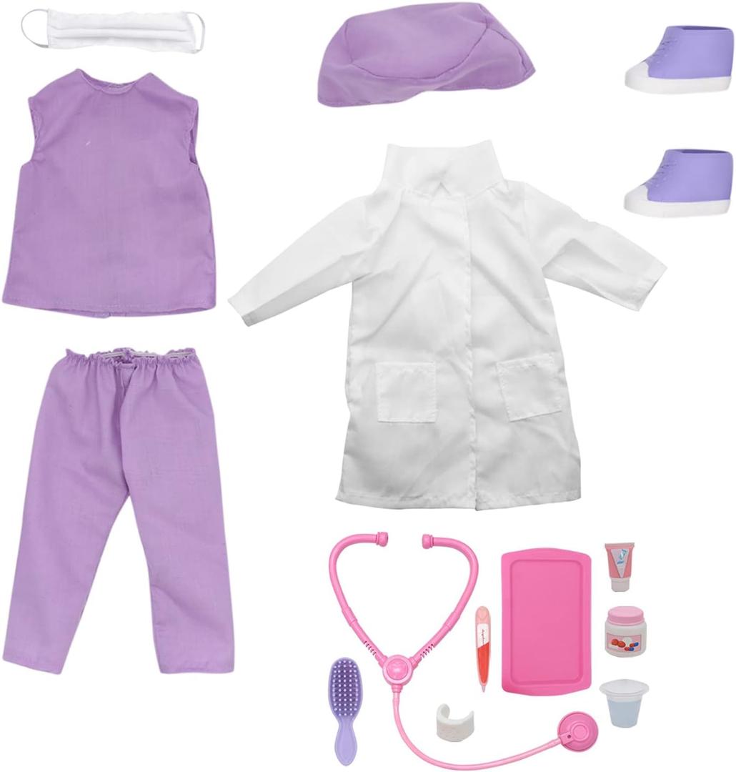 Style Girls: 18" Doctor Dress Up Set - 15 Piece Outfit & Accessory Set, Dress Up, Doll Accessories, Purple White & Pink