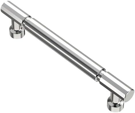 Alzassbg 10 Pack Polished Chrome Cabinet Pulls, 5 Inch(128mm) Hole Centers Straight Cabinet Kitchen Handles for Cabinets AL3096CP