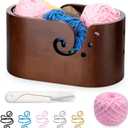 Large Wooden Yarn Bowl, Yarn Bowls for Crocheting, Crochet Tension Rings, Handmade Wood Knitting Yarn Holder Storage Bowl for Crocheting and Knitting Lovers Mothers Day Present (S1)