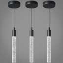Modern Kitchen Island Pendant Light Dimmable LED Black Finish Mini Crystal Pendant Lighting Bedroom Bedside Table Small Pendant Lights3-Pack