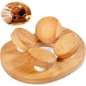 Tellegloww Wooden Sauna Headrest with Rotatable Disc Sauna Pillow for Stiff Neck Shoulder Pain Relief Head Health and Relaxation Natural Wood Accessories for Home, Spa, Gym