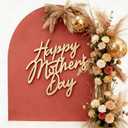 QBFWETY Wooden Happy Mother's Day Wall Sign, 10.5 x 9 inch Rustic Lights Floral Mothers Day Photo Background Brown Wooden I Love Mom Gift Wall Party Decorations Photo Booth Props
