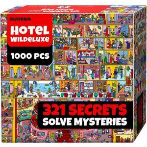 QUOKKA 1000 Piece Puzzle for Adults and Teens  Hotel Wildeluxe Adult Jigsaw Puzzles with Hidden Secrets & Audio Story  Detailed Visual Puzzle Game for Focus & Relaxation with Twist  FSC Certified