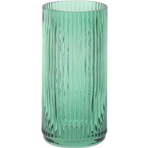 Ribbed Glass Vase, Flower Vases for Bouquet, Green Glass Vases for Flowers, Modern Ribbed Vase for Living Room, Bathroom, Dining Table, Office, Wedding, Centerpieces, 8 Inches