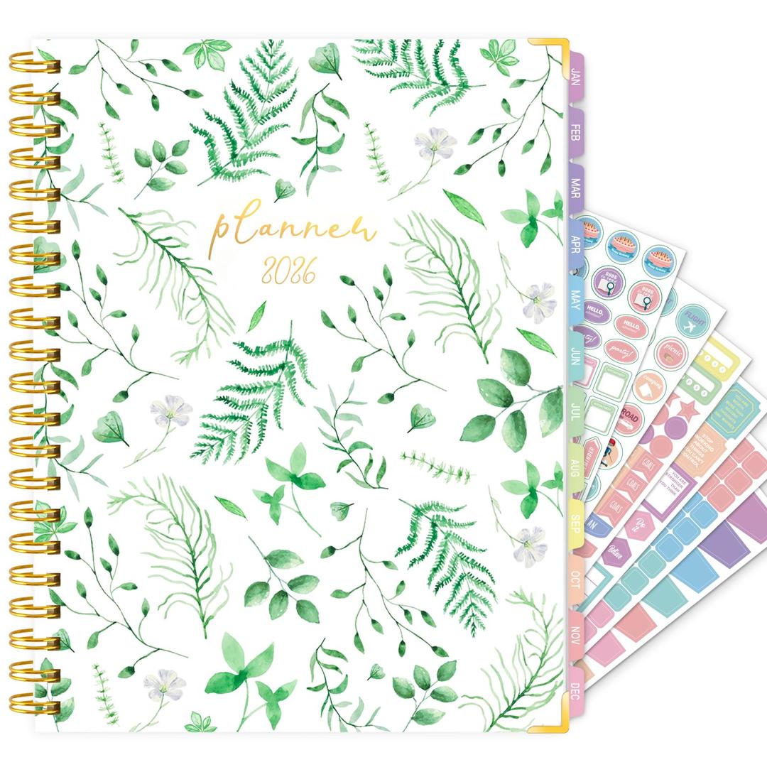 GuassLee 2026 Planner A4 - Large Daily Planner from January 2026-December 2026 - Weekly & Monthly Calendar Agenda Organizer Book with Stickers, Back Pocket, Coated Tabs - 8.8"x 11.4"