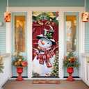 Christmas Snowman Door Cover Decorations, Winter Xmas Cardinal Snowman Tree Doorway Door Curtains Banners Backdrop Photography Decor for Winter Holiday Party Indoor Outdoor, 35 * 79 Inch
