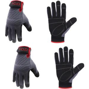 HANDLANDY Work Gloves for Men & Women, Utility Mechanic Working Gloves Touch Screen, Flexible Breathable Gardening Gloves for Yard Maintenance (Large, 2 Pairs)