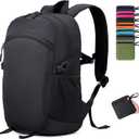 Five Substances Lightweight Packable Foldable Collapsible Travel Backpack Water-Resistant Hiking Daypack for Women Men (Black, Large)