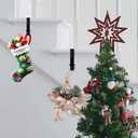 Fireplace Stocking and Garland Hanger, 2 in 1 Mantel Hanger for Garland, Fireplace Stocking Holders for Mantle Garland Hooks for Xmas Holiday Home Party Decoration (Black,3)