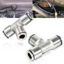 21838 Air Line Air Bag T-Fitting 1/4 Tube Union Tee Push-to-Connect Fitting (PTC), Pack of 2