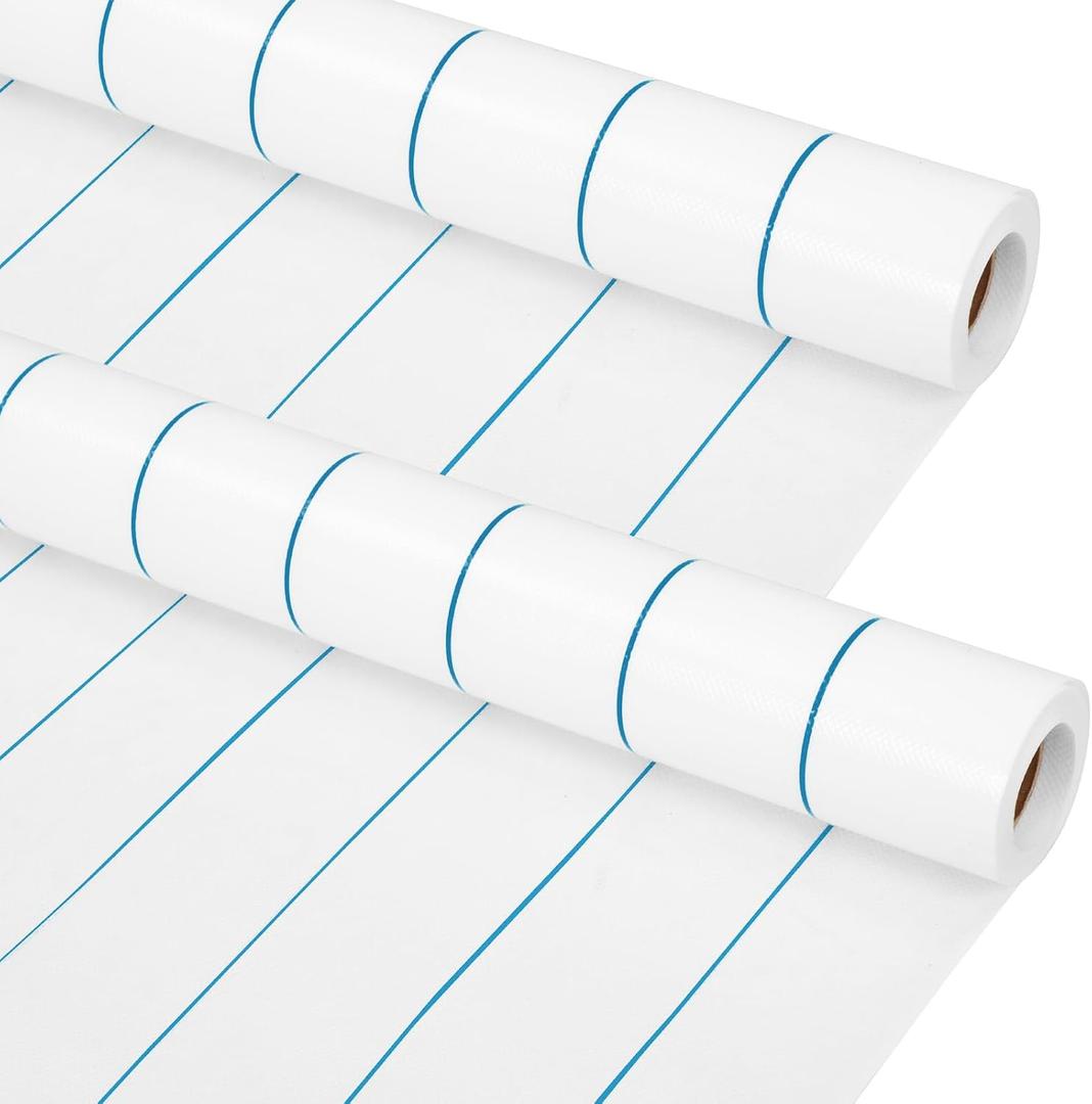Kolldenn 2 Rolls Lined Fabric Bulletin Board Roll 4 x 12 ft Extra Large Non Woven Craft Waterproof Roll Fade Resistant Fabric Roll for DIY Craft Drawing Painting Classroom Decor, Lined Style