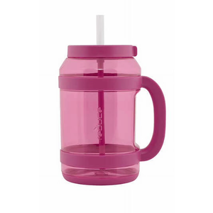 REDUCE WaterDay 80 oz Water Jug with Time/Ounce Markings - Spill-Proof Straw, Durable Tritan - Big Water Bottle for Daily Hydration - Dishwasher Safe, Clear & Easy to Clean, Pink