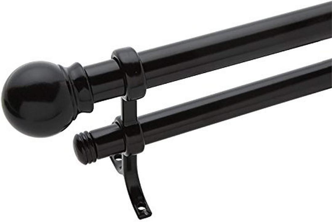 Bali Blinds 26-0085-57 3/4" Ball Double Rod Set, 48-84", Black