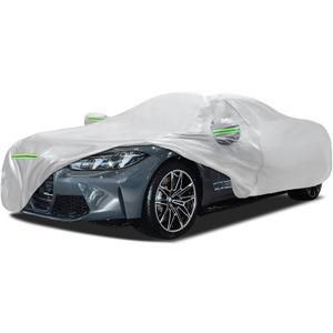 Car Cover Fit for BMW M4/4 Series 420i 428i 430i 435i 440i Sedan Coupe 2014-2026, Migaven Waterproof Full Exterior Cover Sun Rain Protection with Door Zipper, Silver
