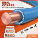 MONK CABLES | CAT 6 Ethernet Cable 1000ft | 100% Pure Bare Solid Copper Cat 6 Cable | 23AWG UTP CMP Rated Plenum | 550MHz, 10Gbps & PoE++ LAN | DSX-8000 Tested | Cat6 Bulk Ethernet Cable | Blue