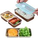 2 x 2 Pcs Reusable Double Compartment Stainless Steel Snack Containers With Lids Grab And Go Snack Containers For Travel And School
