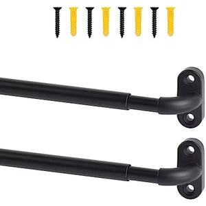 TYRON 2 Pack Screwed Sash Curtain Rod Adjustable 30-40 Inch, 3/8 In. Diameter, French Door Curtain Rods (Black)