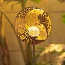 Tryme Solar Fairy Garden Lights - Moon Star Glass Globe Pathway Stake, Waterproof Outdoor Decorative Lights for Patio, Yard, Lawn