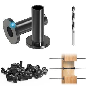50 Pack Cable Railing Protector Sleeves for 1/8 Deck Railing System, Black Cable Railing Kit Hardware for Wood Post, T316 Stainless Steel Marine Grade DB58