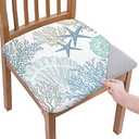 Stretch Dining Chair Seat Covers Set of 4, Removable Washable Chair Covers Seat Slipcovers, Blue Coral Starfish Chair Protector Dust-proof Chair Cover Seat for Kitchen/Office Decor, Textureppa82712