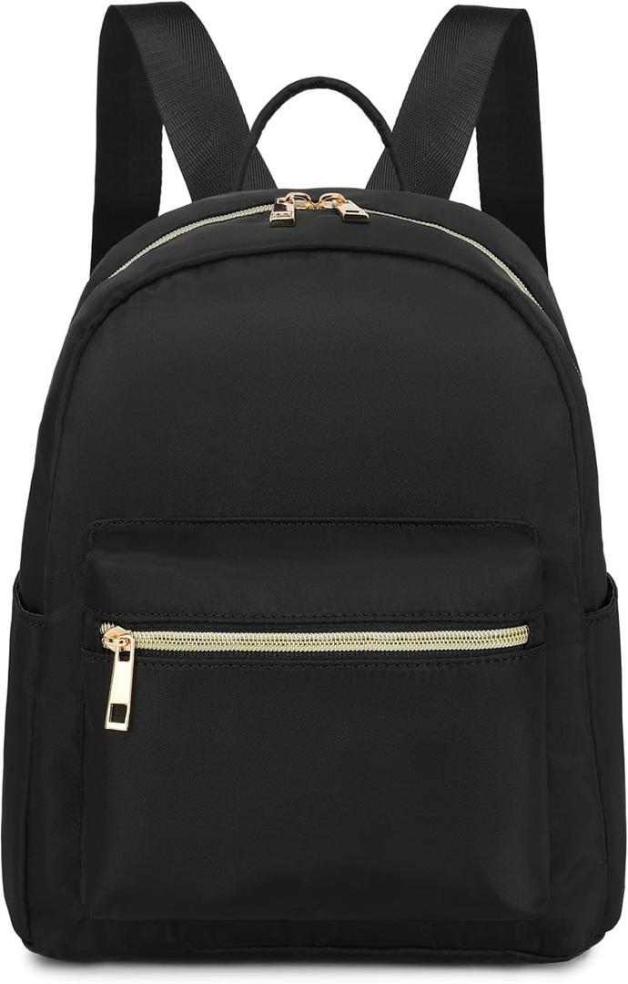 Mini Backpack Women Girls Water-resistant Small Backpack Purse Shoulder Bag for Womens Adult Kids School Travel (Black)