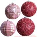 Large Pink Christmas Ornaments 5.9 inch Pink Christmas Balls 4 PCS Decorative Hanging Ornaments Large Christmas Tree Balls Ornaments for Home Party Holiday Xmas Gifts