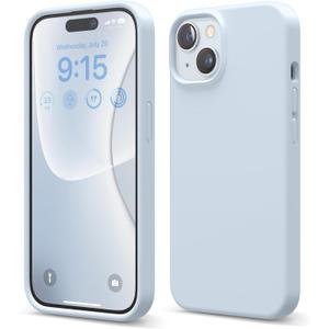 elago Compatible with iPhone 15 Case, Liquid Silicone Case, Full Body Protective Cover, Shockproof, Slim Design, Anti-Scratch Soft Microfiber Lining, 6.1 inch (Light Blue)
