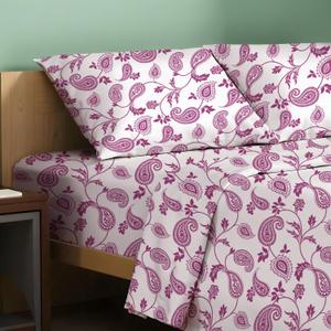 TEXAS LINEN CO. 100% Organic Cotton Printed Sheets Queen Size - 4 PC Organic Cotton Percale Sheets Queen Set (Paisley), Cooling & Breathable Sheet, 16" Deep Pocket Hotel Bedding - GOTS Certified