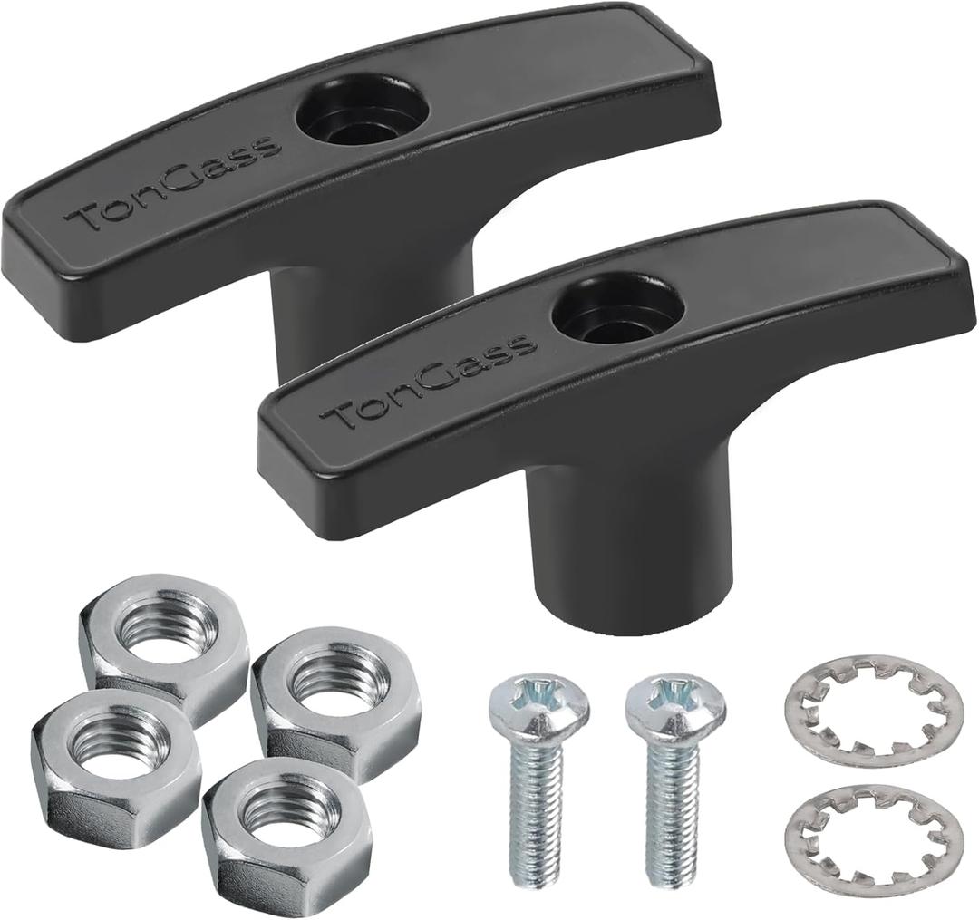 TonGass (2-Pack, Black Upgraded Alloy RV Waste Valve Handle Replacement for Waste Valve Extension Rod RV Parts Tank Hose Handle Camper Wastes Valves Handles Kits with 4 Nuts 2 Screws 2 Gasket