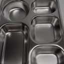 Foaincore 8 Pack 304 Stainless Steel Divided Plates Rectangular Portion Control Plates with Compartments Unbreakable Metal Food Tray for Lunch, Dinner, Camping, Heavy Gauge (5 Compartment)