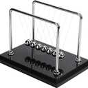 CERROPI Newton Cradle Balance Balls, Newton Pendulum with 7 Balls, Classic Newton Swing Ball, Science Physics Gadget | Desk Toys & Accessories, 70+ Sec Swingtime, Marble Base, Black